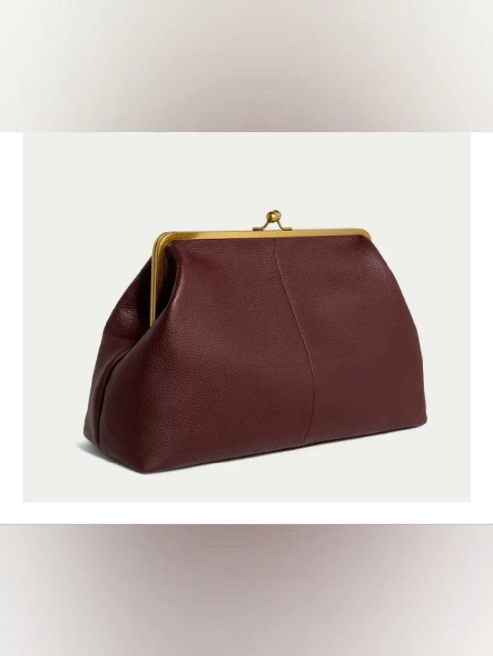 American Leather Grace Oversized Kisslock Clutch Claret